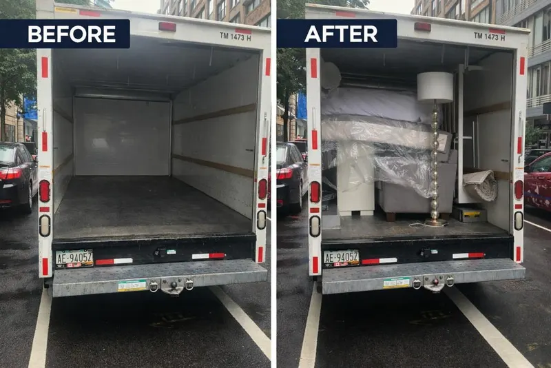 Living room: before & after shrink-wrap